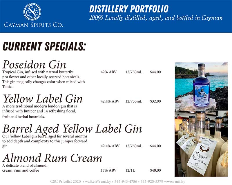 Cayman Spirits price list page 5